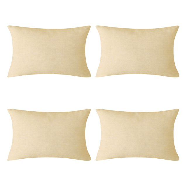 Deconovo Fundas de cojines decorativas - Juego of 4 Soft Linen Cushion Covers, Machine Washable Pillowcases for Sofa, Pale Banana, 12x20 Inch