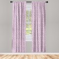 thumbnail image 2 of Ambesonne Spring Curtains, Tulip Flowers Hearts Art, Pair of 28"x84", Soft Pink Dark Teal, 2 of 4