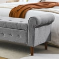 thumbnail image 3 of 62" Grey Button - Stitched Storage Bench with Rolled Arms - Suitable for Bedroom, Fireplace, and Shoe - Putting, 3 of 6