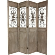 Oriental Furniture 7 ft. Tall Railing Scrolls Room Divider - 4 Panel