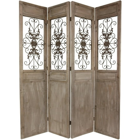 Oriental Furniture 7 ft. Tall Railing Scrolls Room Divider - 4 Panel