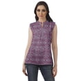 thumbnail image 1 of Moomaya T-shirt d'Été Décontracté en Tunique Col Mandarin Imprimé, 1 of 6