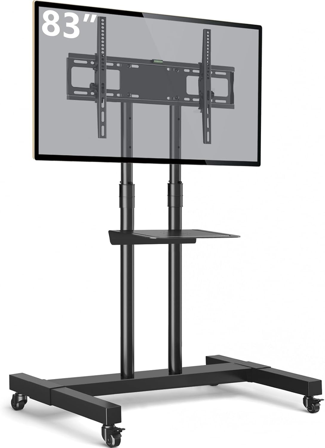 Rolling Mobile TV Stand for 32–83 Inch TVs and Monitors, Height Adjustable Floor Mount with Lockable Wheels, Portable TV Cart, Supports Flat & Curved Screens, 110 lbs Capacity