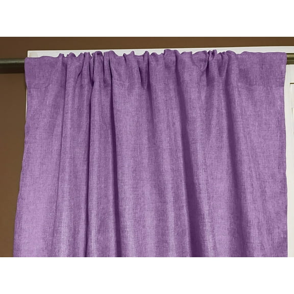Faux Burlap Texture Polyester Solid Single Curtain Panel 58 Inch Wide Lavender