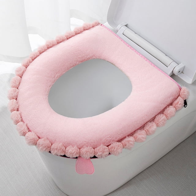 LSLJS Coussin de Siège de Toilette Universel Épaissi Housse de Toilette Version Chaude Lavable Coussin de Siège de Toilette Collier de Toilette Ménager, Coussin de Siège de Toilette en Peluche