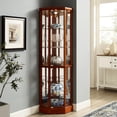 thumbnail image 2 of 6-Shelf Adjustable Tempered Glass, Mirrored Back - Ideal for Displaying Antiques and Collectibles in Homes, 2 of 6
