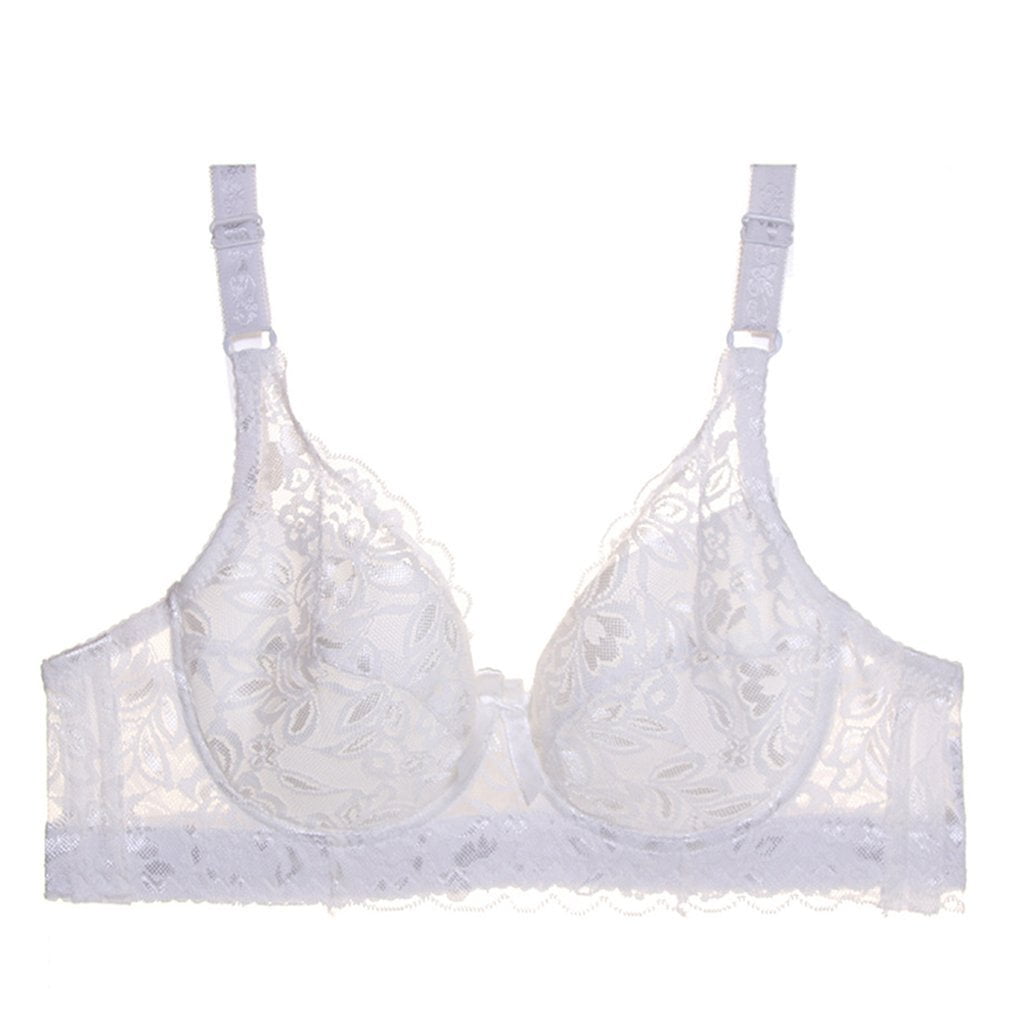 Ultra-thin Underwear Lace Bra with Four-Hooks Closure & Adjustable ...