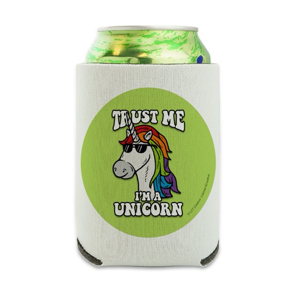 Trust Me I'm a Unicorn Funny Humor Can Cooler - Drink Sleeve Hugger Collapsible Insulator - Beverage Insulated Holder