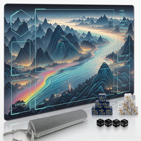 Extalas MTG Tapete de Juego Impermeable Antideslizante 61x36 cm + Dados