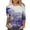 Purple, variant on Herrnalise Women's Fashion Printed T-shirt 3/4 Sleeves Blouse Round Neck Casual Tops Blue 2XL