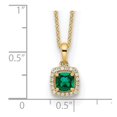 thumbnail image 3 of Auriga 10K Yellow Gold 5 mm Lab Grown Diamond and Created Emerald Pendant Necklace for Women 18", 3 of 5