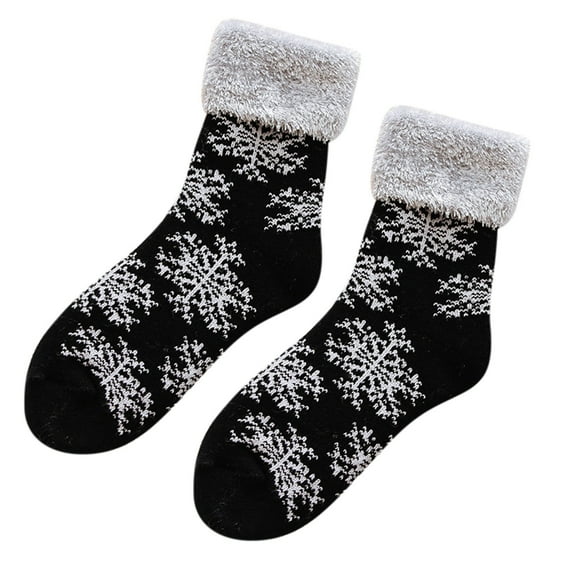 JeashCHAT Ski Socks Thickened And Velvet Winter Warm Floor Socks Christmas Socks