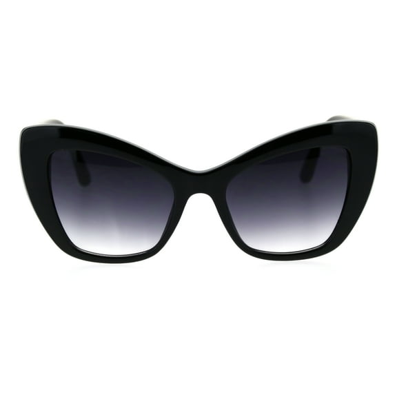 Womens Heart Brooch Jewel Thick Plastic Cat Eye Diva Sunglasses Black Smoke