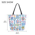 thumbnail image 5 of FORMRS Womens Canvas Tote Bag with Zipper Inner Pocket Shoulder Handbag, Blue Retro Pattern, 5 of 7