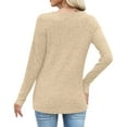 thumbnail image 6 of Otntypg Long Sleeve Button V Neck Henley Shirts for Women Casual Fall Winter Basic Cable Knit Tunic Sweater Blouse Loose Fit Cozy Knitwear Tops Beige S, 6 of 8