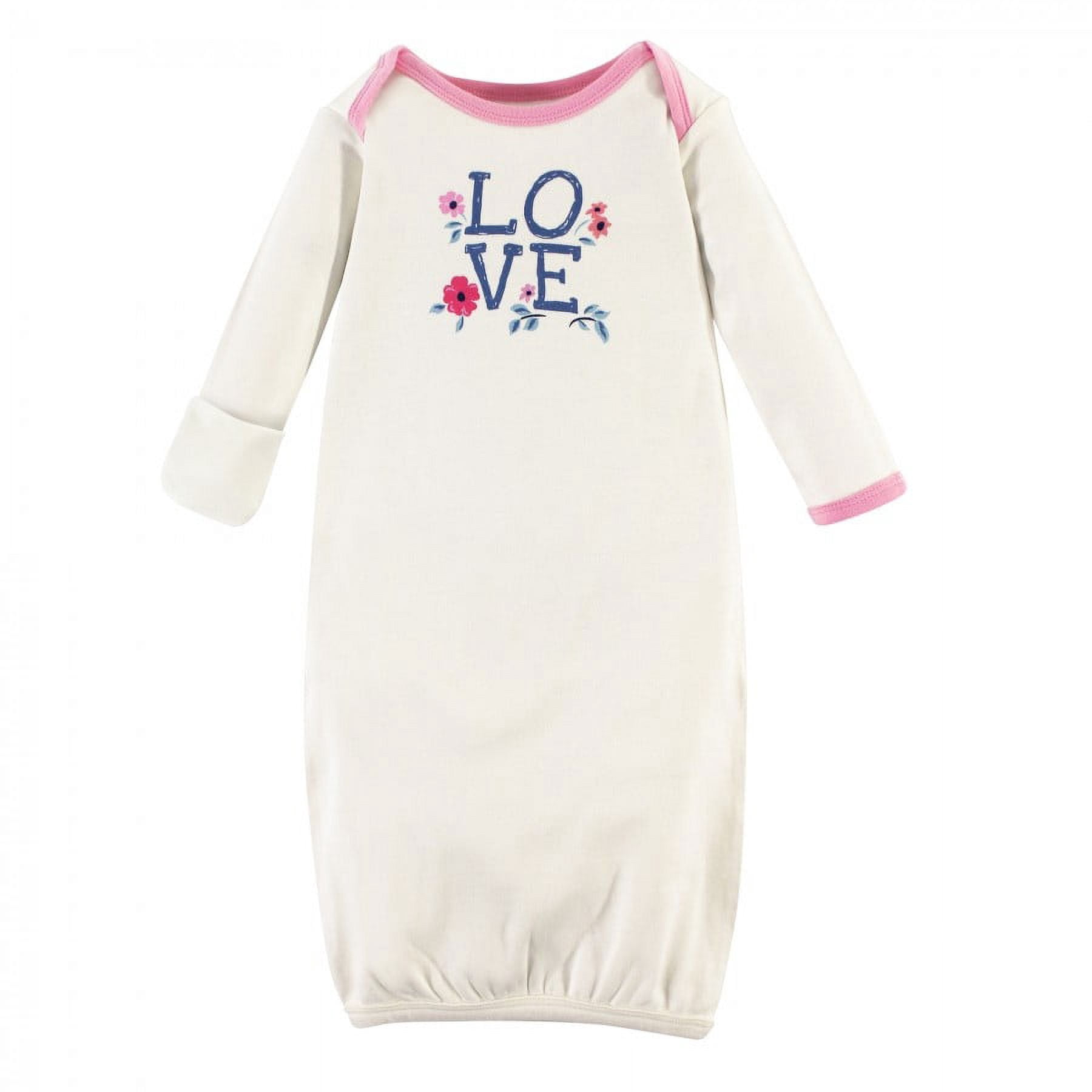 Touched by Nature Infant Girl Organic Cotton Gowns, Garden Floral, Preemie/Newborn