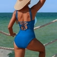 thumbnail image 6 of YueHuiYing Women's Push Up Wrap Front Swimsuit One Piece Tummy Control Bathing Suits Bandeau Support Swimwear, 6 of 7