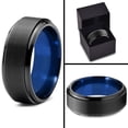 thumbnail image 3 of P. Manoukian Tungsten Wedding Band Ring 8mm for Men Women Blue Black Beveled Edge Brushed Polished Lifetime Guarantee Size 11.5, 3 of 3