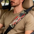 thumbnail image 4 of Xoenoiee Deer Camo American Flag Print 5 PCS Automotive Seat Covers for Cars Trucks and SUVs, Car Seat Covers for Front Seats, Seat Belt Pads and Center Console Cover, Leather Auto Interior Covers, 4 of 7