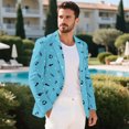 thumbnail image 4 of HELLHERO Musical Note Pattern Polyester Mens Suit with One Button, Single Breasted Lightweight Men's Suit for Summer, 4 of 8