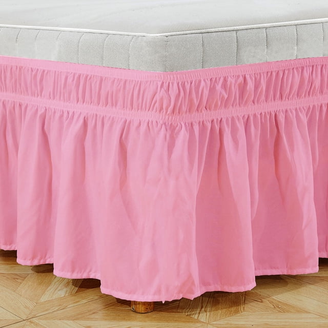 CRAFTHROU Jupes de Lit Élastiques Roses Autour Style Simple et Élégant 1 Ensemble Polyester