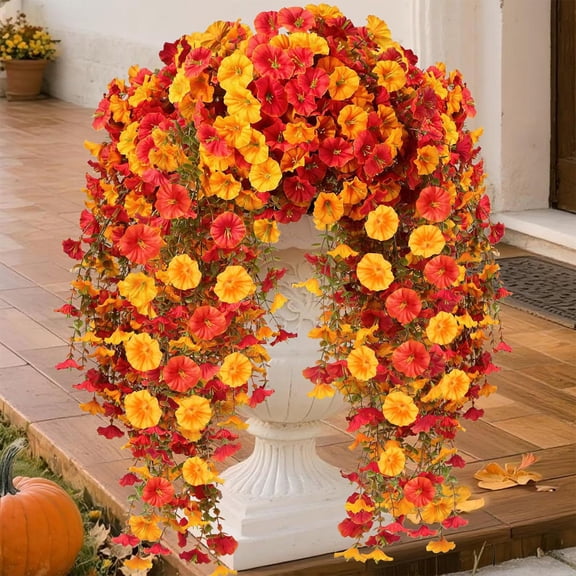Thanksgiving Fall Halloween Decoration for Home Indoor Outdoor Clearance Under $5.00!Themed Artificial Hanging Flowers Realistic Wall Hangings And Artificial Flower Wall Hangings With Rattan