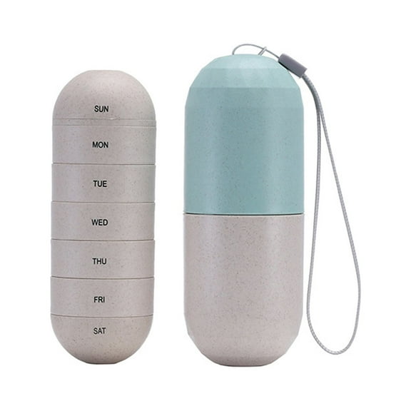 Yabuy Portable Grain Fiber Pill Organizer, Stylish and Waterproof, 7 Day Pill Case
