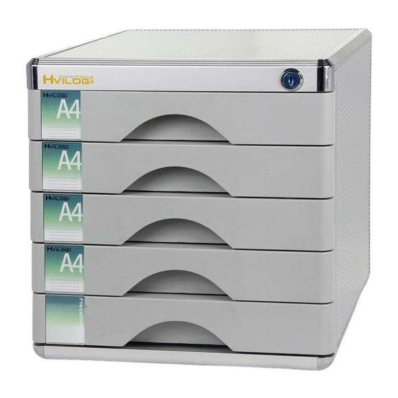 GUOOL File Cabinet Aluminum Alloy with Lock Business Desktop Drawer Filing Cabinet With 5 Drawers