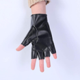 thumbnail image 3 of Women Punk Rivets Belt Up Half Finger Pu Leather Performance Gloves, 3 of 5