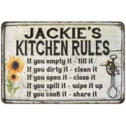 Jackie's Kitchen Rules Chic Sign Vintage Decor 8x12 Metal Sign 108120032238