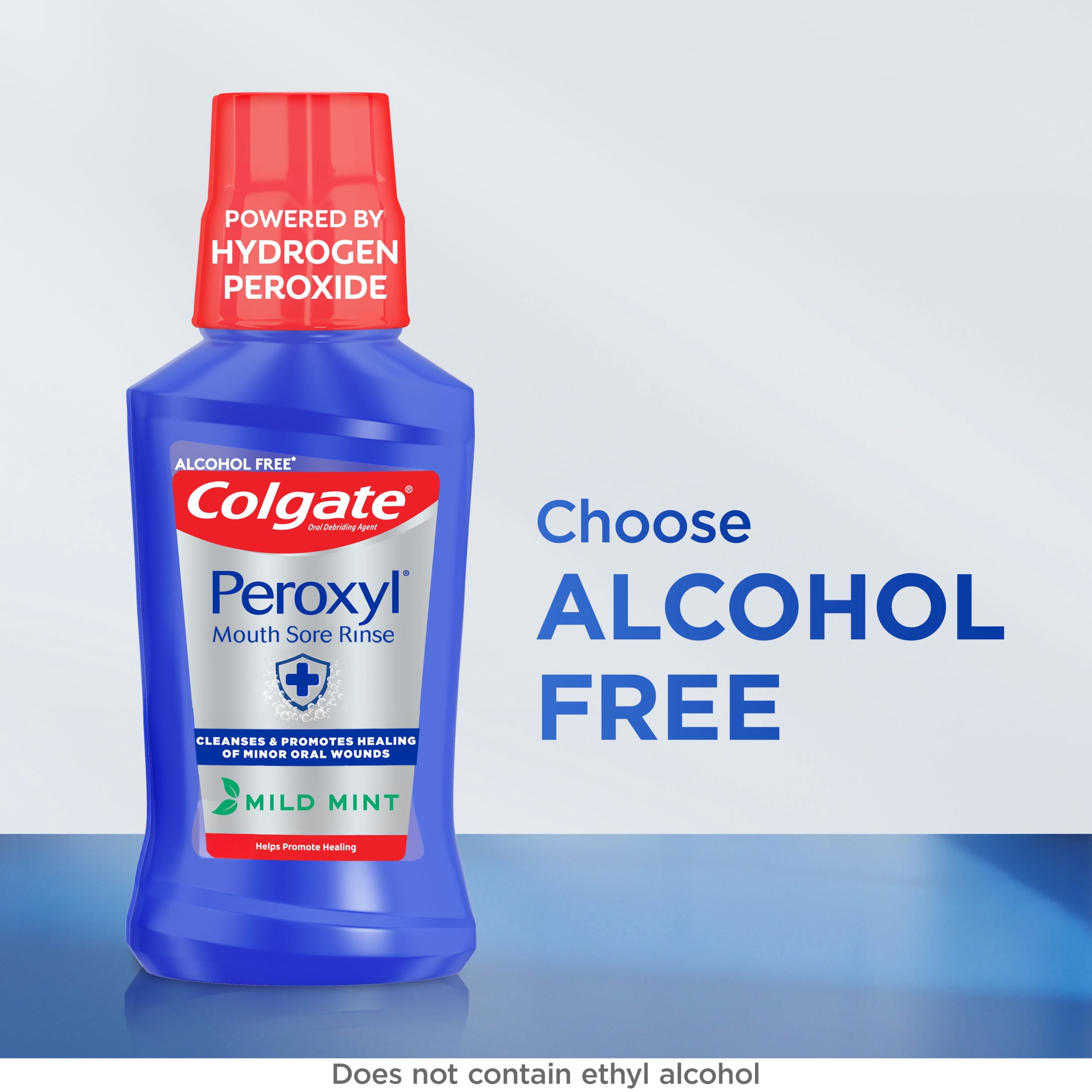 Colgate Peroxyl Alcohol Free Mouthwash and Mouth Sore Rinse, Mild Mint, 16.9 fl oz