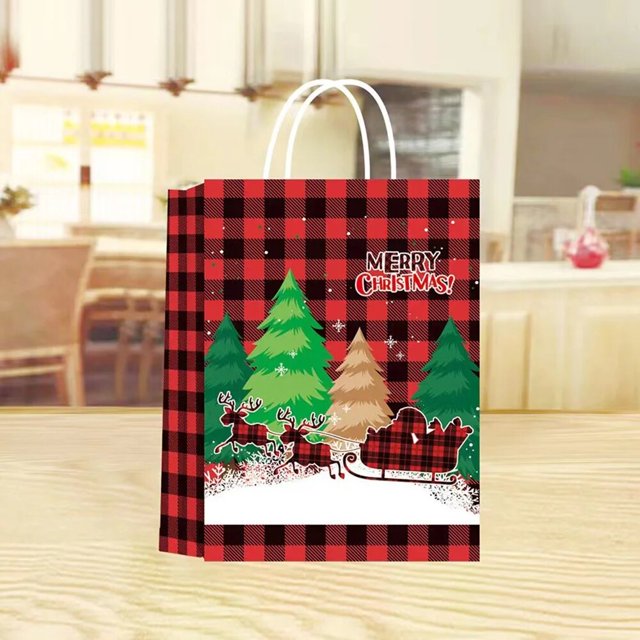Bolsa de papel para regalo de Navidad, 4 piezas, Papá Noel, galletas, dulces, manualidades, fiesta de navidad