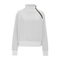 thumbnail image 4 of BiZtdJrK Mock Neck Sweatshirt Women Side Zipper Long Sleeve Solid Casual Pullover Tops Fall Fashion Sweatshirts White M, 4 of 6
