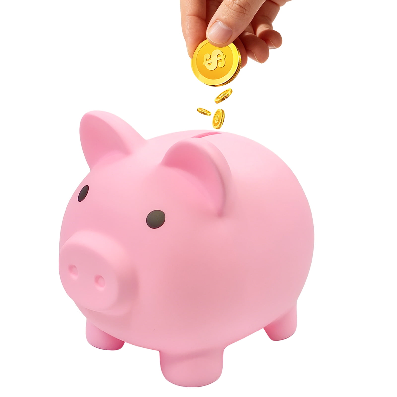 SUSWIM Large Piggy Banks, Cute Plastic Pig Money Box, Piggy Bank for Girls and Boys, Unbreakable Plastic Coin Bank Fun Gifts for Birthday, Festival, Baby Shower (Pink)