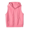 thumbnail image 7 of Womens Casual Sweatshirts Cotton Sleeveless Hooded Outerwear Vest with Pockets Sport Casual Full Zip Hoodie Jacket (3XL, Pink), 7 of 7