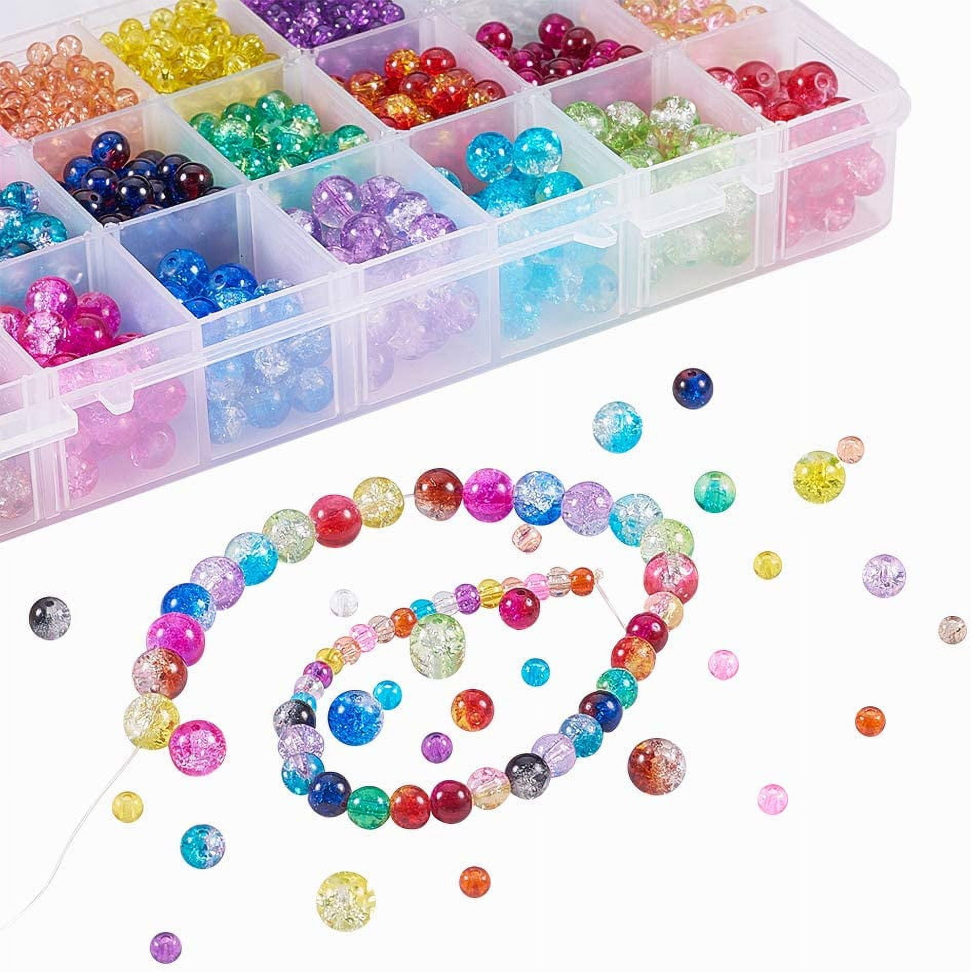 4mm 6mm 8mm Crackle Glass Beads 2720pcs 24 Color Glass Crackle Lampwork Round Beads for Necklace Bracelet Jewelry Making
