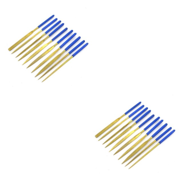 Eigraketly 10 paquetes/lote de limas de recubiertas de titanio anticorrosivo para artesano profesional, herramientas manuales de pulido, juego de oro3*140juegos de diez 2Conjunto