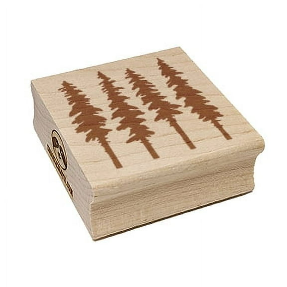 Tall Fir Trees Square Rubber Stamp Stamping Scrapbooking Crafting - Small 1.25in