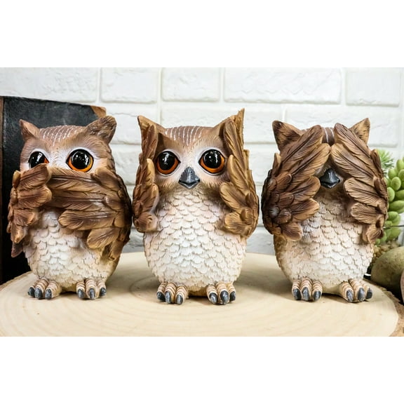 Ebros See Hear Speak No Evil Wise Owls Decor Set Wisdom Of The Woods Owl Hoot