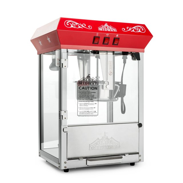 Olde Midway Machine à Maïs Soufflé Style Bar avec Bouilloire de 10 Onces - Rouge