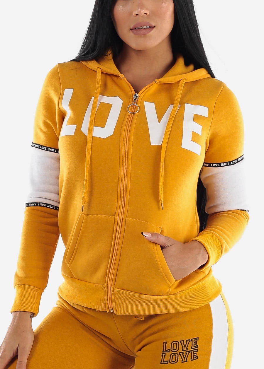 Download Moda Xpress - Womens Juniors Full Zip Up Sweater - Yellow ...