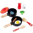 thumbnail image 1 of Kids Pretend Play Simulation Kitchen Toys Wooden Cooking Pot Pan Set Imitation Game Tableware Role Play Toy for Girls Children, 1 of 6