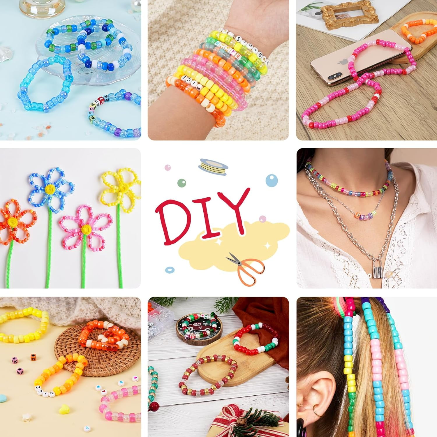 5 Pcs Clay Beads Bracelet Making Kit for Beginner,Polymer Clay Beads with Charms Kit for Jewelry Making, DIY Arts and Crafts Birthday Gifts