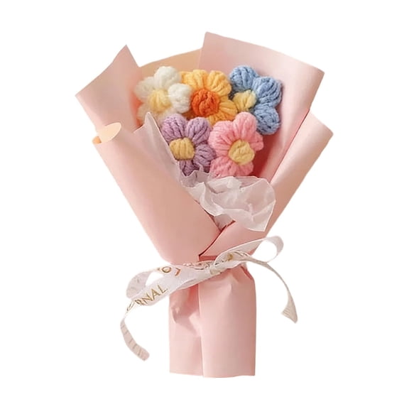 Crochet BouquetofFlowers Pink 5 Pc FlowersforDecoration Home Decoration GiftforTeacher Mother's Day Gifts