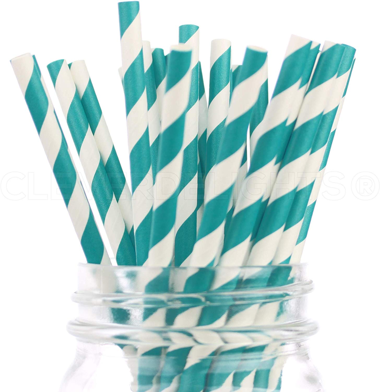 Biodegradable Paper Straws Turquoise Stripe Box of 100 Walmart