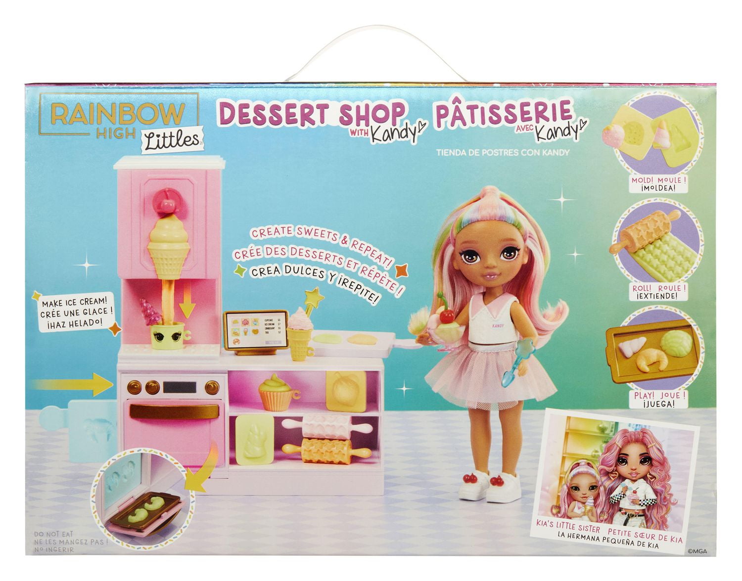 Rainbow High Littles Dessert Shop Playset + Small Doll (Pink 5.5”)