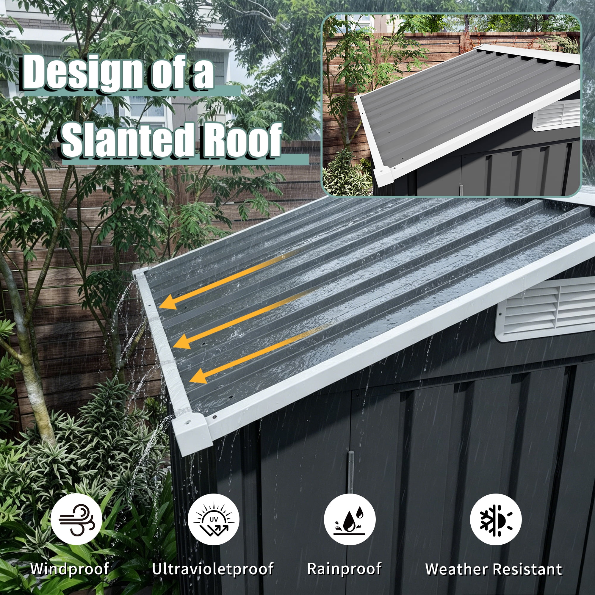 Vigo huseeo 5x3x6FT Metal Sheds & Outdoor Storage, Tool Shed for Patio Backyard Garden (Gray)