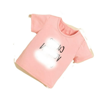 

Casual Round Neck Tee Short Sleeve Baby Pink Baby Tops (Baby s)