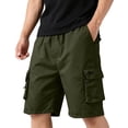 thumbnail image 3 of Cargo Shorts for Men Elastic Waist Drawstring Lightweight Hiking Shorts Breathable Stretch Casual Shorts, XL, 3 of 8