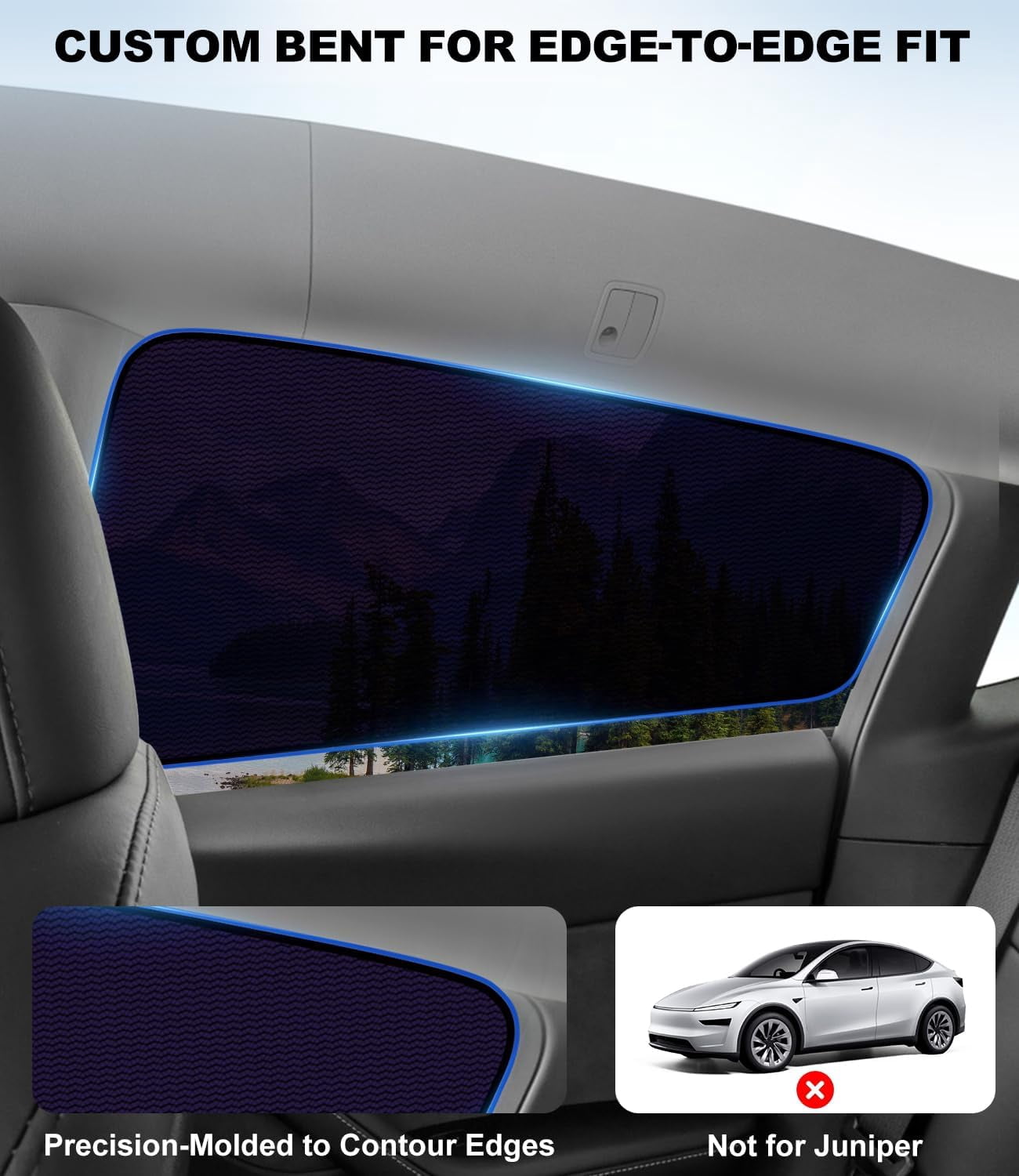 Car Window Shades for Tesla Model Y 2020-2024 and 2025 2026 Model Y Juniper | Static Cling Rear Side Sun Shade, UV & Heat Blocking, Privacy Protection, Easy On & Off